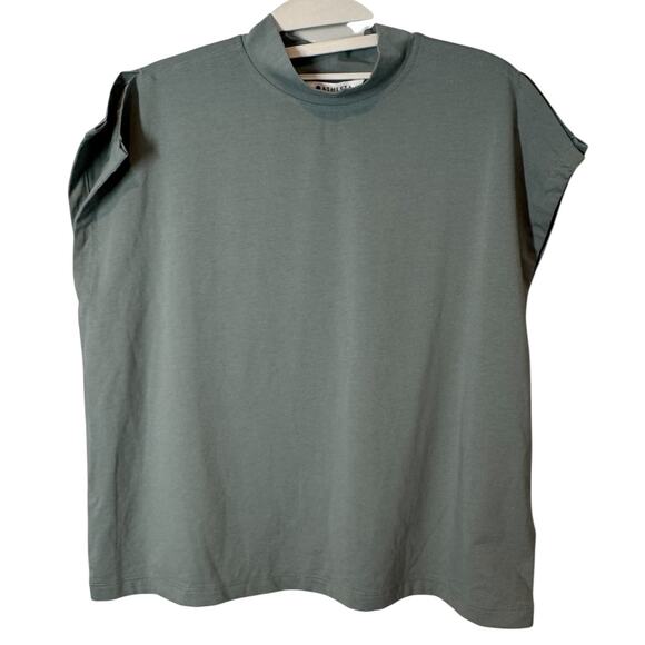 Athleta Away Mock Neck Tee Minimalistic Grey Green Small‎ Basic Staple Minimal - Picture 4 of 9